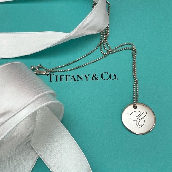 Tiffany Notes Alphabet disc charm pendant letter C